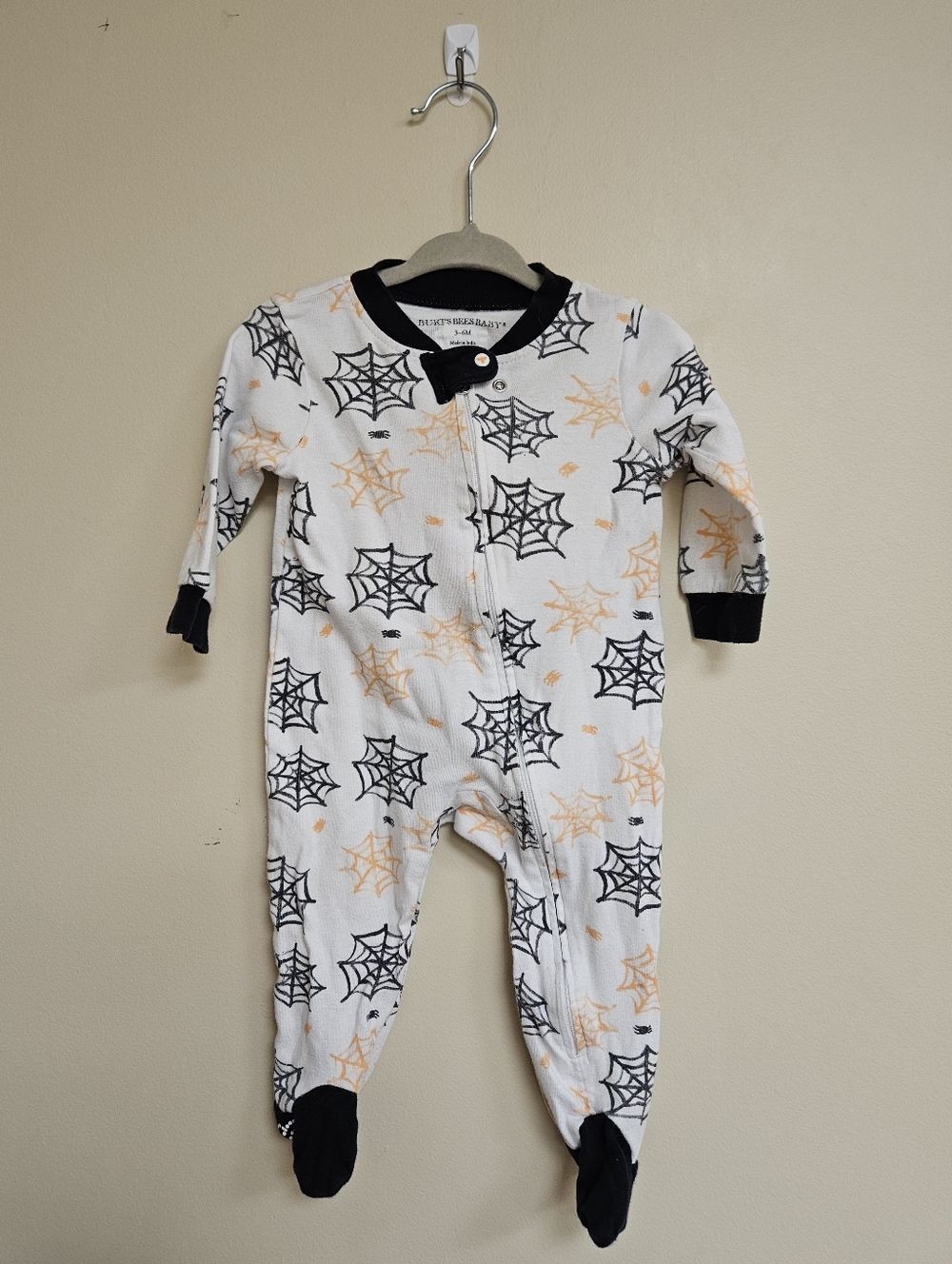 Burts Bees Baby 3-6M Halloween Spider Web Footed Sleeper Organic Cotton
